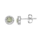 Lc Lauren Conrad 10k White Gold Green Sapphire & 1/10 Carat T.w. Diamond Halo Stud Earrings, Women's
