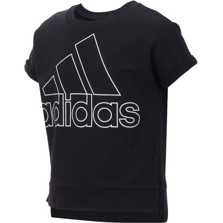 Girls 7-16 Adidas Short Sleeve Cropped Sweatshirt, Size: Large, Black