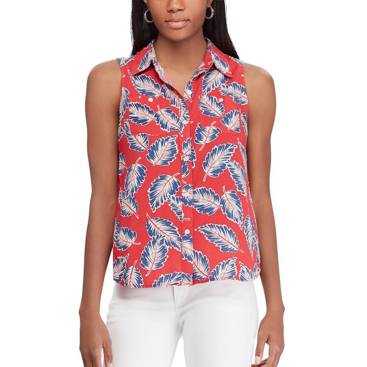 Women's Chaps Relaxed Sleeveless Shirt, Size: Large, Red