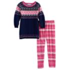 Girls 4-6x Blueberi Boulevard Fairisle Knit Sweater Dress & Leggings Set, Size: 5, Blue (navy)