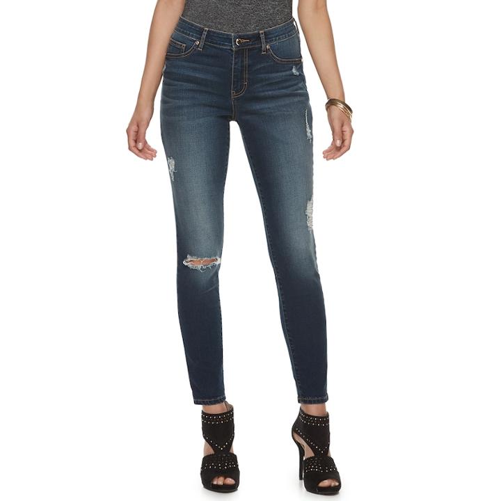 Women's Jennifer Lopez Super Stretch Midrise Skinny Jeans, Size: 4 T/l, Med Blue