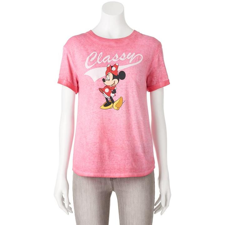 Disney's Minnie Mouse Juniors' Classy Graphic Tee, Girl's, Size: Large, Red