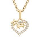 Junior Jewels Cubic Zirconia 14k Gold Cutout Heart & Star Pendant Necklace, Girl's, Size: 13