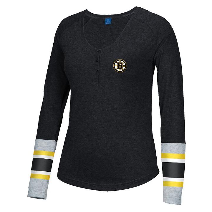 Women's Reebok Boston Bruins Jersey Henley, Size: Large, Black