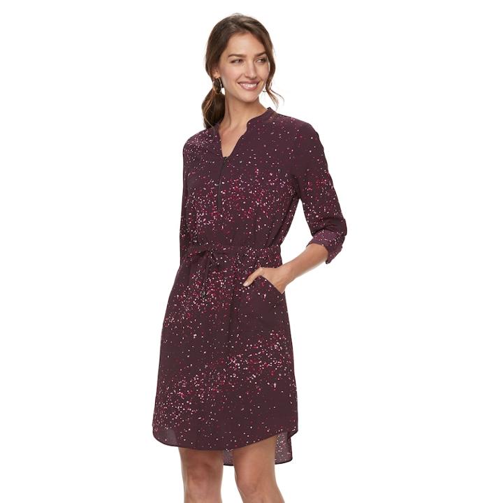 Petite Apt. 9 Zip-neck Dress, Women's, Size: M Petite, Purple