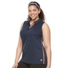 Plus Size Fila Sport&reg; Striped-trim Sleeveless Golf Polo, Women's, Size: 3xl, Blue (navy)