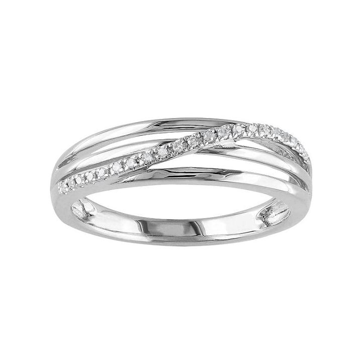 Sterling Silver Diamond Accent Crisscross Ring, Women's, Size: 7, White