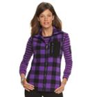 Petite Chaps Buffalo Check Fleece Vest, Women's, Size: M Petite, Purple