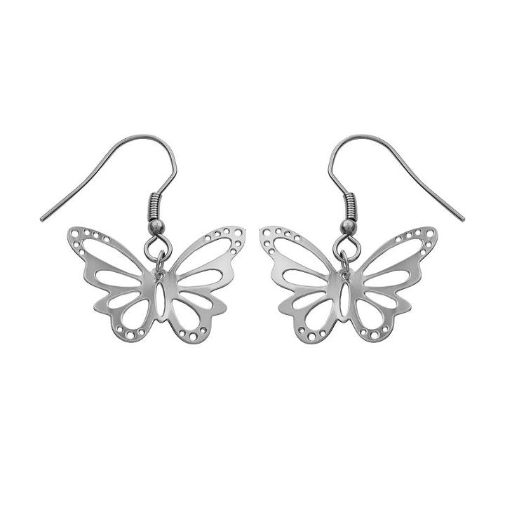 Steel City Stainless Steel Butterfly Drop Earrings, Women's, Grey