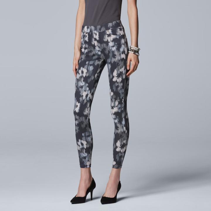 Simply Vera Vera Wang Floral Denim Leggings, Women's, Size: Medium, Blue