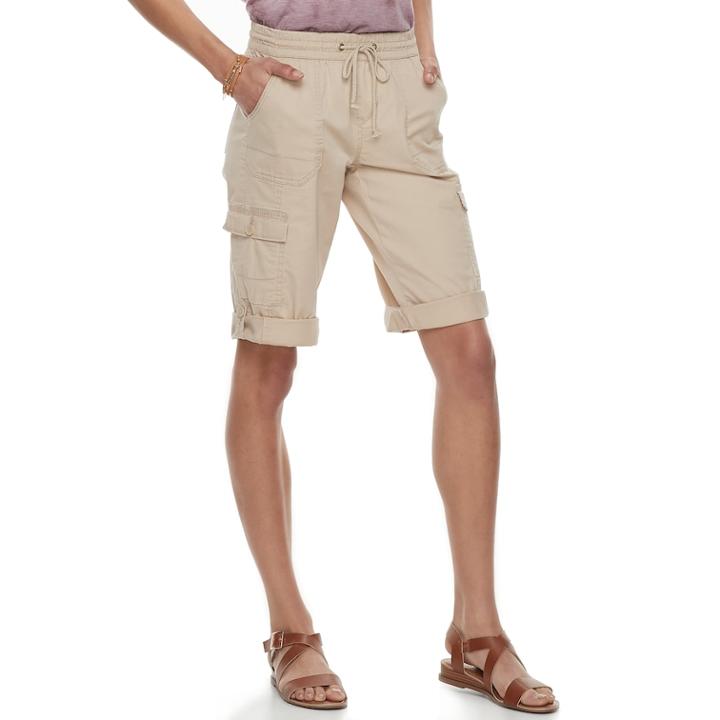 Juniors' Unionbay Greyson Convertible Skimmer Shorts, Teens, Size: Xl, Beig/green (beig/khaki)