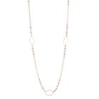 Rose Gold Tone Long Oval Link Necklace, Women's, Light Pink