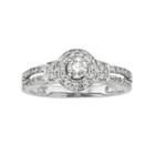 Round-cut Igl Certified Diamond Frame Engagement Ring In 10k White Gold (1/2 Ct. T.w.), Women's, Size: 6
