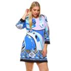 Plus Size White Mark Printed Shift Dress, Women's, Size: 2xl, Other Clrs