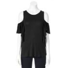 Women's Apt. 9&reg; Ruffle Cold-shoulder Top, Size: Xs, Black