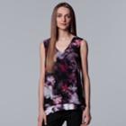 Petite Simply Vera Vera Wang Mesh V-neck Tank, Women's, Size: M Petite, Black