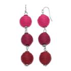 Ombre Thread Wrapped Ball Nickel Free Drop Earrings, Women's, Dark Red