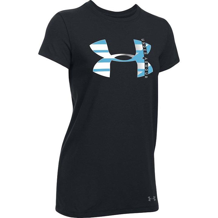 Women's Under Armour Big Logo Metallic Short Sleeve Graphic Tee, Size: Large, Black