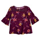 Girls 7-16 & Plus Size Mudd&reg; Bell Sleeve Lace Yoke Top, Size: 18 1/2, Dark Red