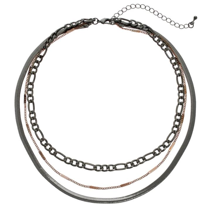 Mudd&reg; Two Tone Multi Strand Choker Necklace, Women's, Multicolor