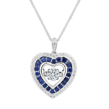 Diamonluxe 9/10 Carat T.w. Simulated Diamond Floating Stone Heart Pendant, Women's, Size: 18, Blue