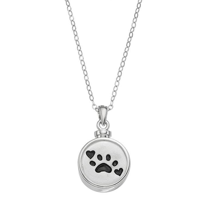 Sentimental Expressions Sterling Silver Paw Print Rememberance Ash Holder Necklace, Women's, Size: 18, Grey