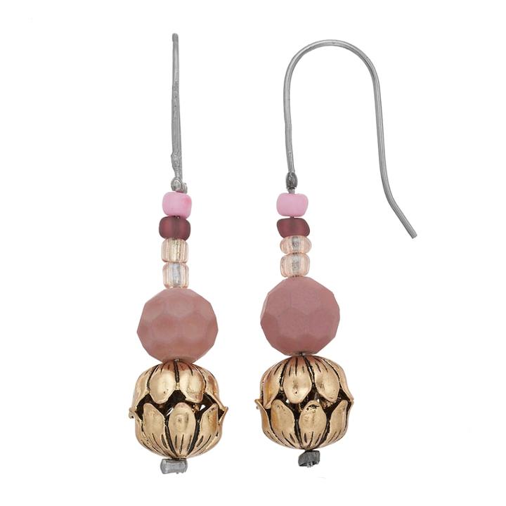 Simply Vera Vera Wang Pink Bead Nickel Free Linear Drop Earrings, Women's