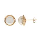 Pearlustre By Imperial 10k Gold Freshwater Cultured Pearl & White Topaz Stud Earrings, Women's