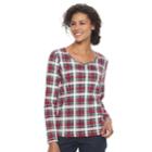 Women's Croft & Barrow&reg; Holiday V-neck Tee, Size: Medium, Med Red