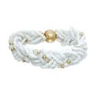 White Braided Seed Bead Stretch Bracelet, Women's