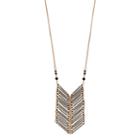 Gray Beaded Chevron Ladder Necklace, Women's, Gold
