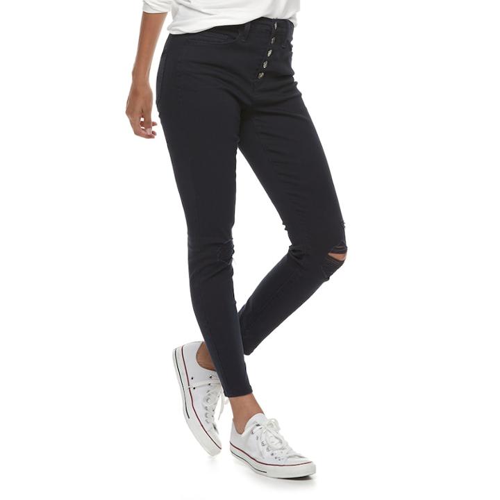 Juniors' Mudd High-waisted Skinny Pants, Teens, Size: 1, Blue (navy)