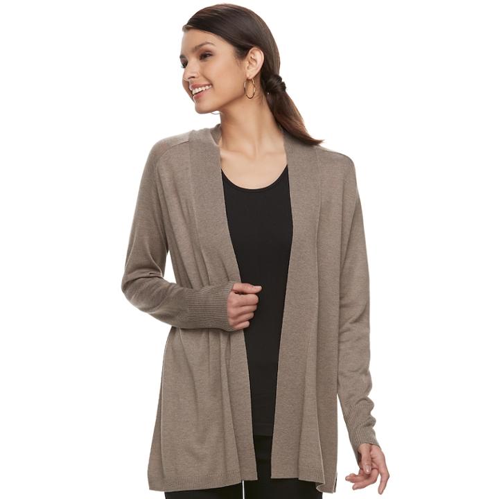 Women's Apt. 9&reg; Essential Ribbed Cardigan, Size: Xl, Med Beige