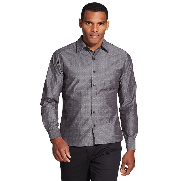 Men's Van Heusen Never Tuck Slim-fit Button-down Shirt, Size: Xxl, Grey