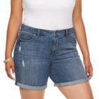 Plus Size Jennifer Lopez Distressed Boyfriend Jean Shorts, Women's, Size: 24 W, Med Blue