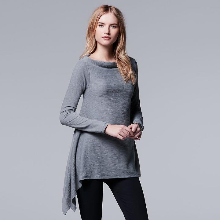 Women's Simply Vera Vera Wang Simply Separates Asymmetrical Top, Size: Medium, Med Grey