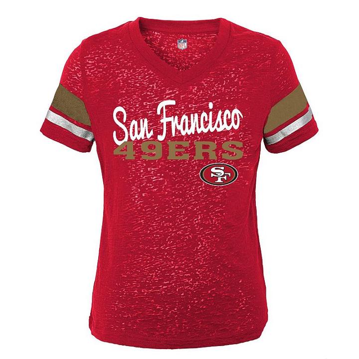 Girls 7-16 San Francisco 49ers Burnout Tee, Girl's, Size: L(14), Dark Red