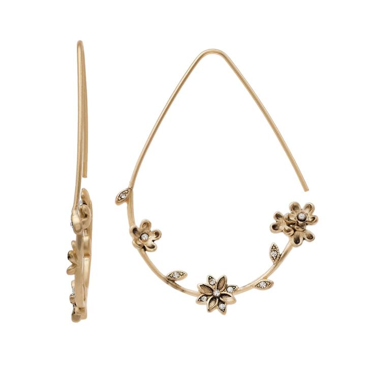 Simply Vera Vera Wang Simulated Stone Flower Threader Earrings, Women's, Gold