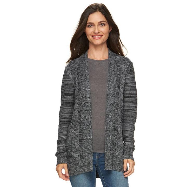 Women's Croft & Barrow&reg; Marled Cardigan Sweater, Size: Xl, Grey