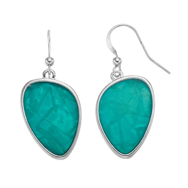 Aqua Composite Shell Nickel Free Inverted Teardrop Earrings, Women's, Turq/aqua