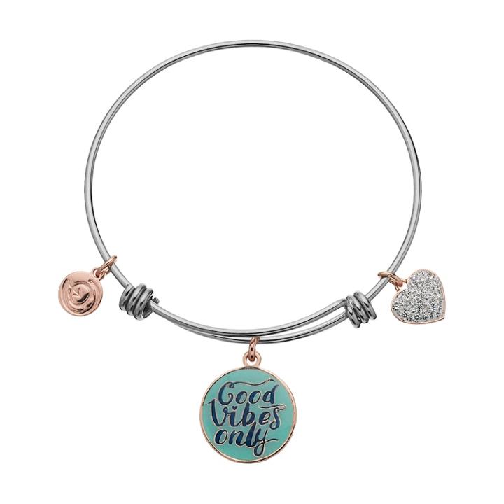 Love This Life Good Vibes Only Charm Bangle Bracelet, Women's, Multicolor