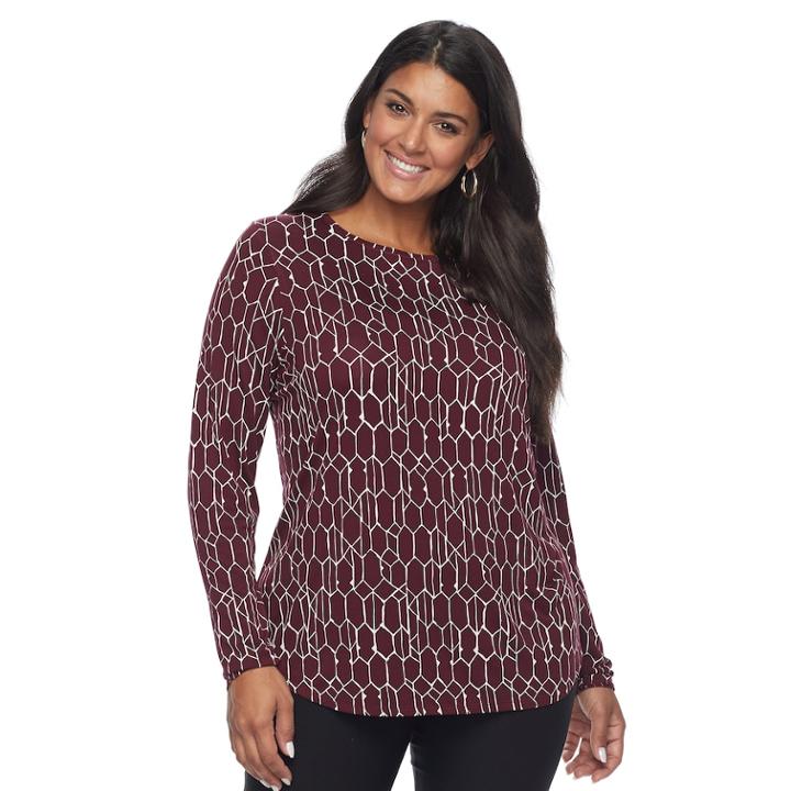 Plus Size Apt. 9&reg; Geometric Print Tee, Women's, Size: 3xl, Red
