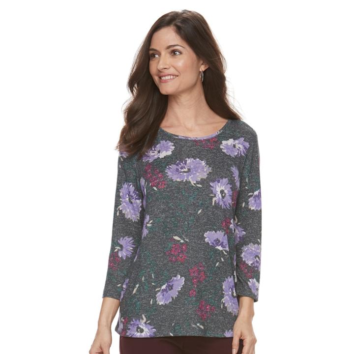 Women's Croft & Barrow&reg; Floral Top, Size: Xs, Med Purple