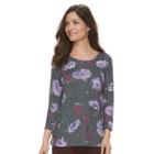 Women's Croft & Barrow&reg; Floral Top, Size: Xs, Med Purple