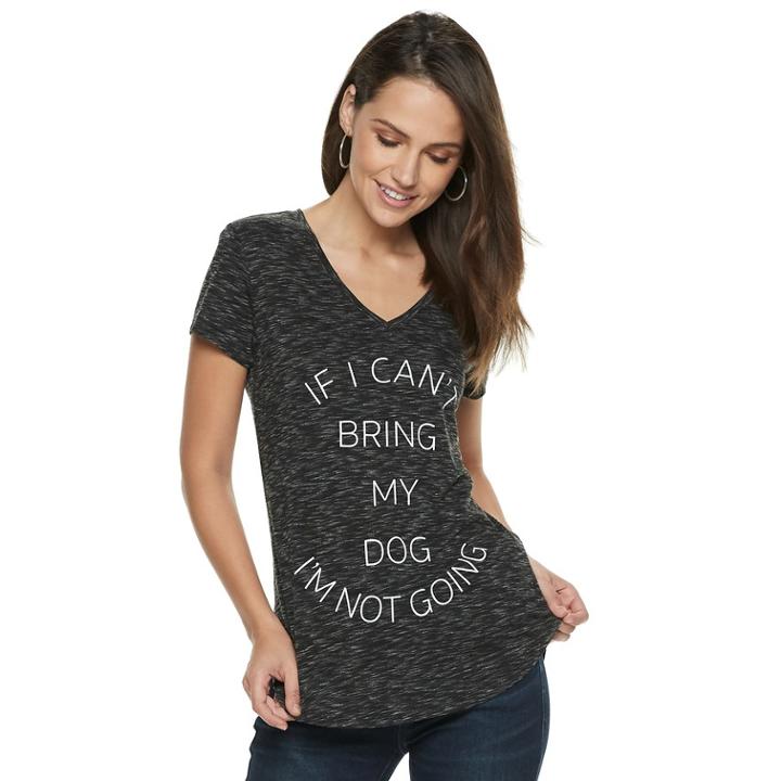 Women's Apt. 9&reg; Graphic V-neck Tee, Size: Xxl, Grey