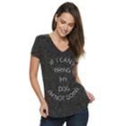 Women's Apt. 9&reg; Graphic V-neck Tee, Size: Xxl, Grey