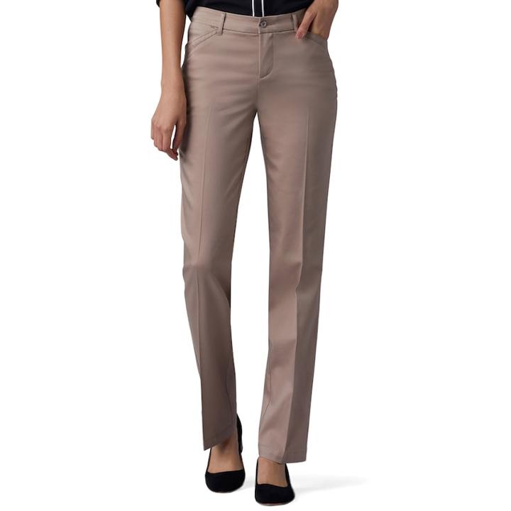 Petite Lee Total Freedom Straight-leg Twill Mid-rise Pants, Women's, Size: 2p-short, Med Brown