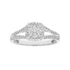10k Gold 3/8 Carat T.w. Diamond Cluster Square Halo Engagement Ring, Women's, Size: 6, White