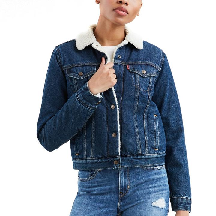Women's Levi's&reg; Sherpa-lined Trucker Jacket, Size: Medium, Med Blue