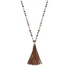Mudd&reg; Long Flower & Leaf Tassel Necklace, Women's, Multicolor